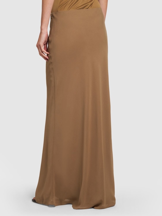 Khaite: Gonna lunga Mauva in chiffon di seta - women_2 | Luisa Via Roma