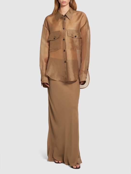 Khaite: Mauva silk chiffon long skirt - Koyu bej - women_1 | Luisa Via Roma