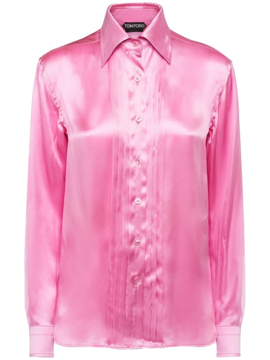 Tom Ford: 플루이드 샤르뫼즈 실크 셔츠 - 핑크 - women_0 | Luisa Via Roma
