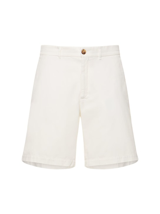 Brunello Cucinelli: Dyed cotton Bermuda shorts - Beyaz - men_0 | Luisa Via Roma