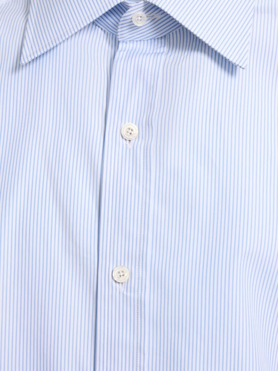 Tom Ford: 条纹棉质衬衫 - White Lightblue - men_1 | Luisa Via Roma