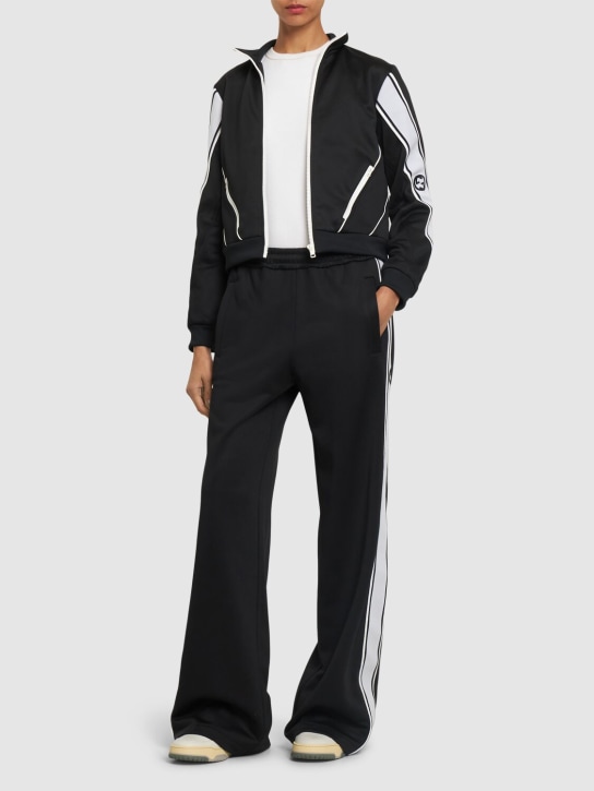Gucci: Pantalones de jersey de algodón - Negro/Blanco - women_1 | Luisa Via Roma