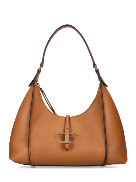Tod's: Small TSB hobo leather bag - Kahverengi - women_0 | Luisa Via Roma