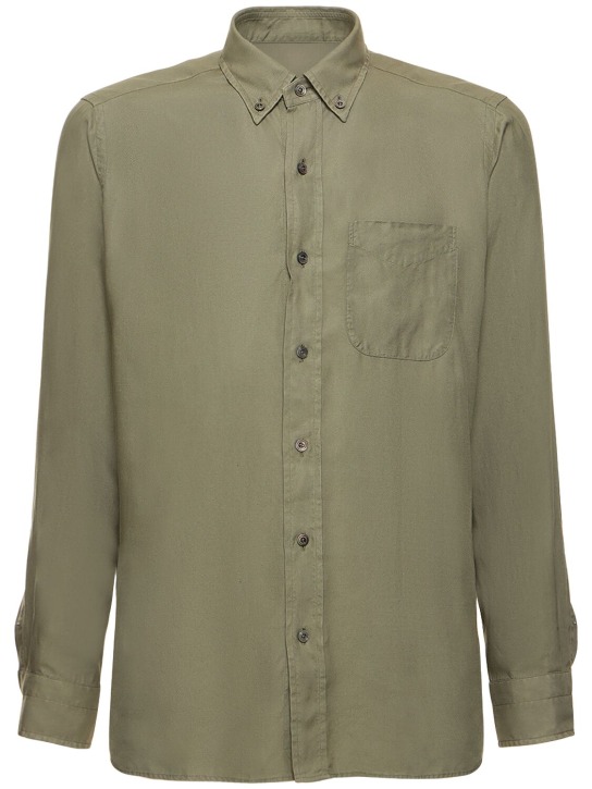Tom Ford: Camicia slim fit in lyocell - Soft Military - men_0 | Luisa Via Roma