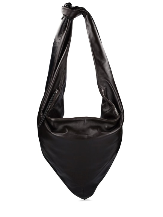 Lemaire: Bandana soft nappa shoulder bag - Dark Chocolate - women_0 | Luisa Via Roma