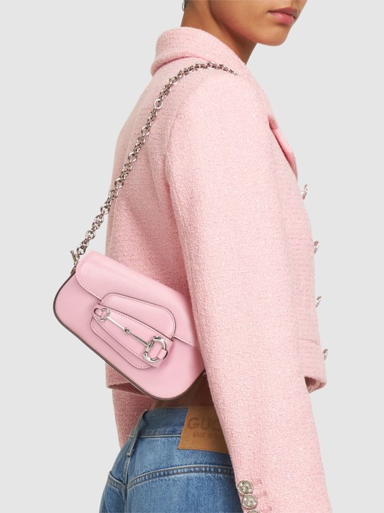 Gucci: Mini Schultertasche aus Leder "Horsebit 1955" - Sugar Pink - women_1 | Luisa Via Roma