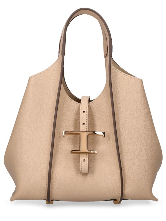 Tod's: Mini T Shopping leather bag - Naturale - women_0 | Luisa Via Roma
