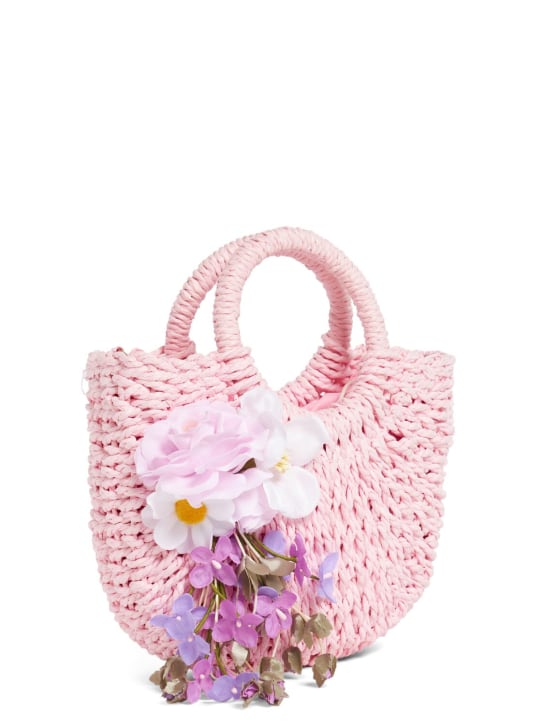 Monnalisa: Raffia shoulder bag - Pink - kids-girls_1 | Luisa Via Roma