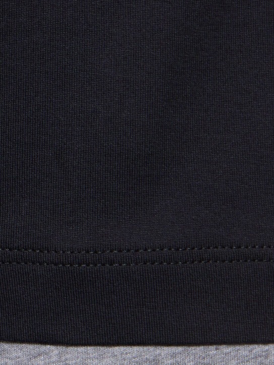 Brunello Cucinelli: Layered cotton jersey solid t-shirt - Navy - men_3 | Luisa Via Roma