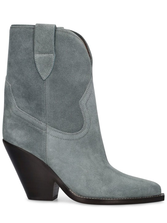Isabel Marant: 90mm Leyane suede ankle boots - Light Green - women_0 | Luisa Via Roma