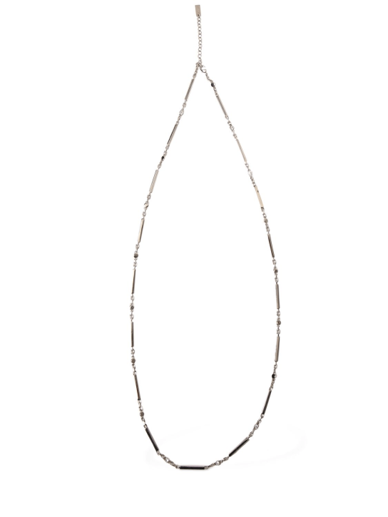Saint Laurent: Minimal rhinestone brass necklace - Silver - men_0 | Luisa Via Roma