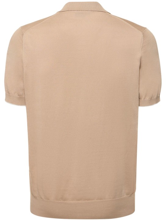 Brunello Cucinelli: Cotton short sleeve polo - Creta - men_2 | Luisa Via Roma