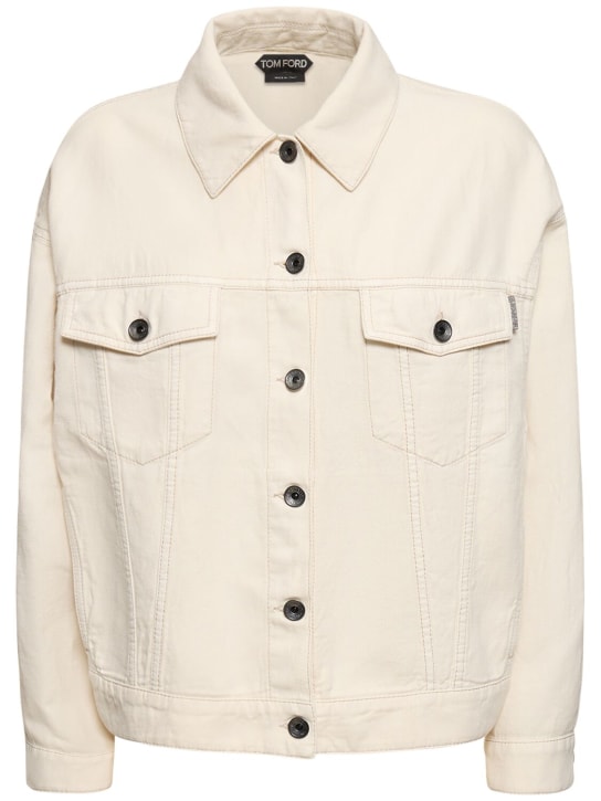 Brunello Cucinelli: Cotton & linen jacket - Beyaz - women_0 | Luisa Via Roma