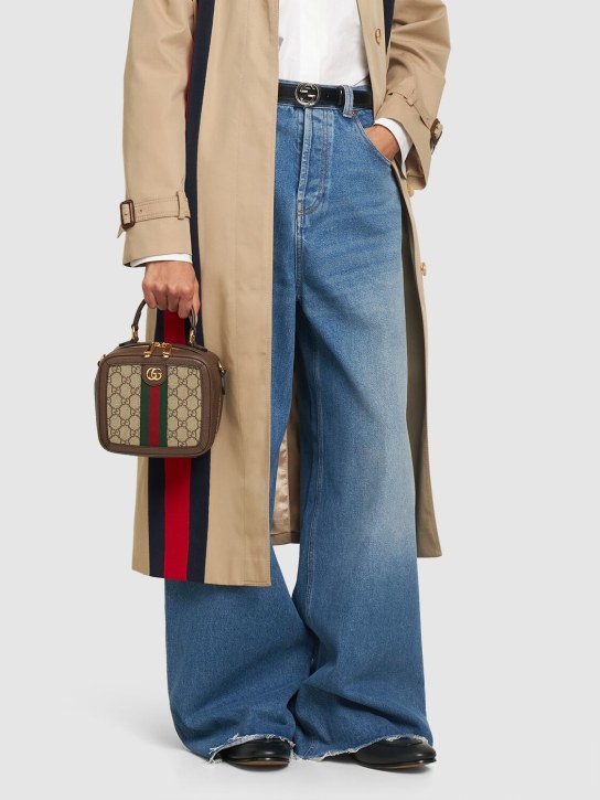 Gucci: Mini Ophidia GG canvas top handle bag - Ebony - women_1 | Luisa Via Roma