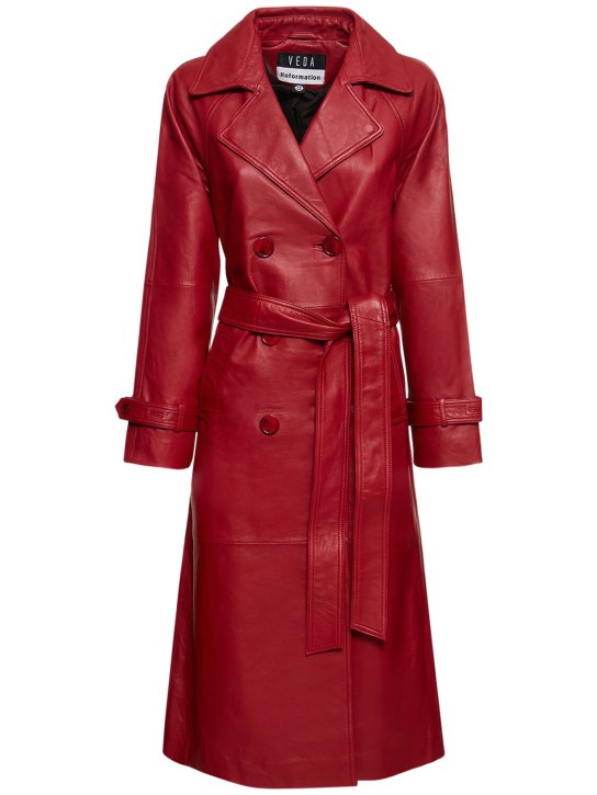 Reformation: Veda Ashland leather trench coat - women_0 | Luisa Via Roma