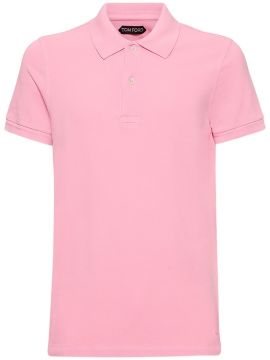 Tom Ford: Tennis cotton piquet polo - Pink - men_0 | Luisa Via Roma