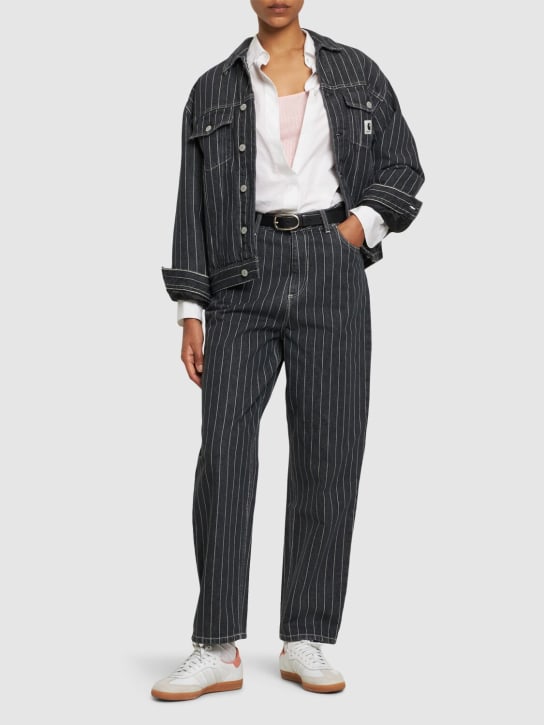 Carhartt WIP: Orlean striped denim jacket - Black/White - women_1 | Luisa Via Roma