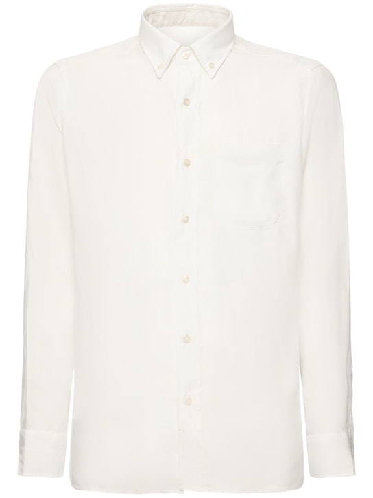 Tom Ford: 修身莱赛尔纤维衬衫 - 白色 - men_0 | Luisa Via Roma