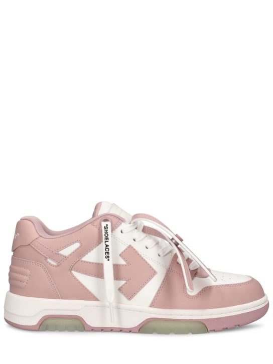 Off-White: Baskets en cuir Out of Office 30 mm - Blanc/Rose - women_0 | Luisa Via Roma
