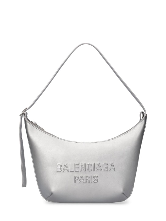 Balenciaga: Mini Mary-Kate smooth leather sling bag - Silver - women_0 | Luisa Via Roma
