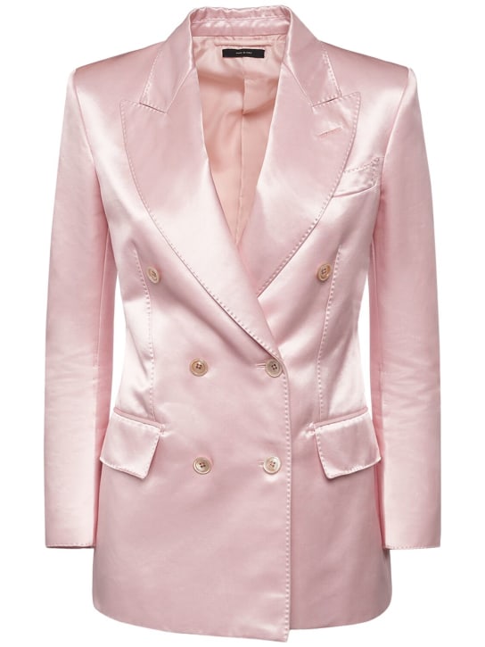 Tom Ford: Cotton blend duchesse blazer - Light Pink - women_0 | Luisa Via Roma