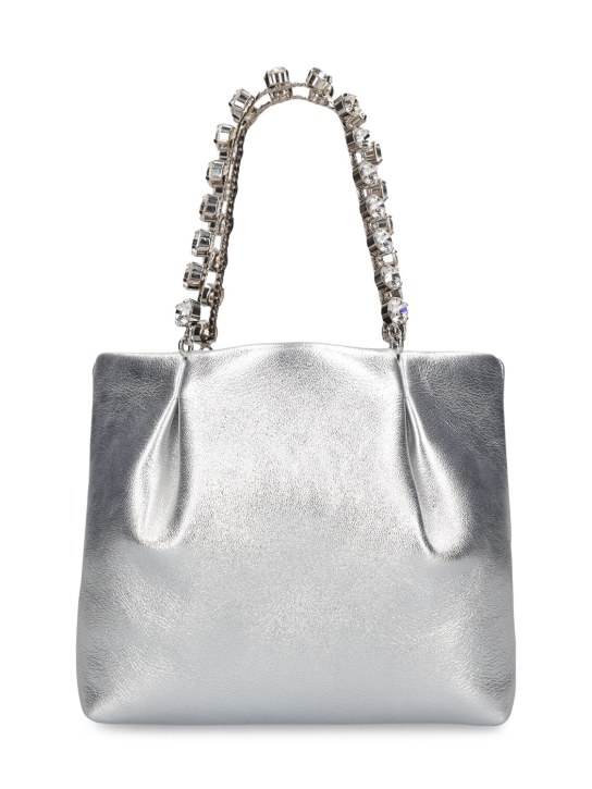 Aquazzura: Mini Galactic laminated nappa tote bag - Silverpalladium - women_0 | Luisa Via Roma