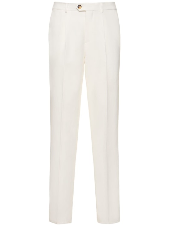 Brunello Cucinelli: Pantalones plisados de lino - Panama - men_0 | Luisa Via Roma
