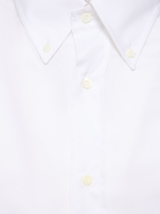 Brunello Cucinelli: Hemd aus Baumwolltwill Mit Knopfkragen - Weiß - men_1 | Luisa Via Roma