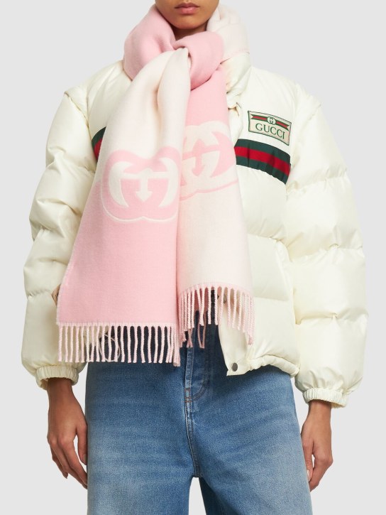 Gucci: Interlocking G wool & cashmere scarf - Roseate/Ivory - women_1 | Luisa Via Roma