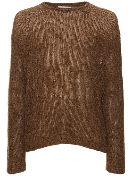 Nanushka: Wool blend knit crewneck sweater - Brown - men_0 | Luisa Via Roma