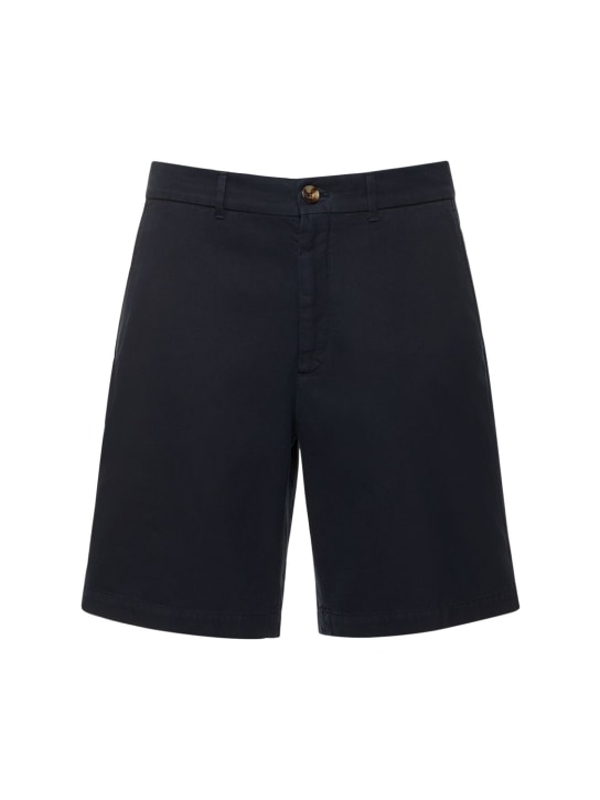 Brunello Cucinelli: Dyed cotton Bermuda shorts - Lacivert - men_0 | Luisa Via Roma
