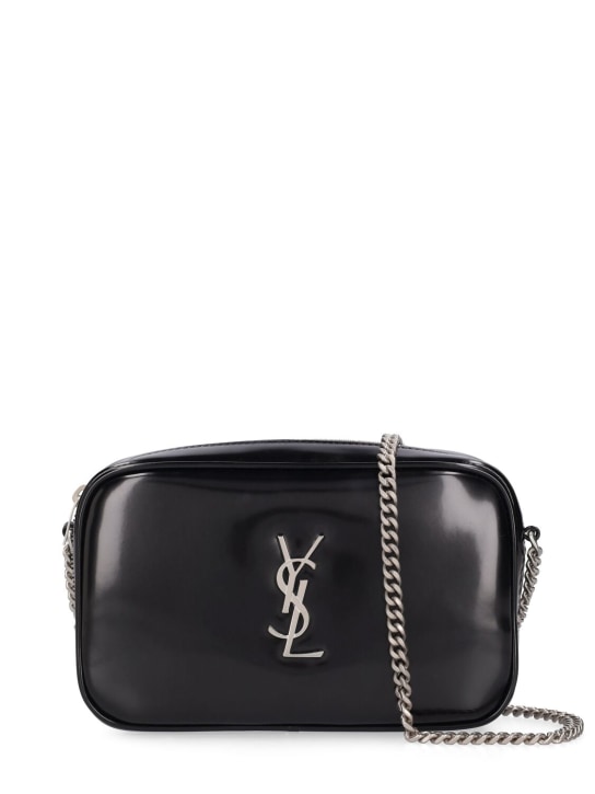 Saint Laurent: Mini Lou shiny canvas shoulder bag - Black - women_0 | Luisa Via Roma