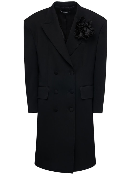 Dolce&Gabbana: Cappotto oversize in lana - Nero - women_0 | Luisa Via Roma