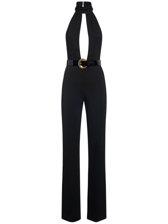 Tom Ford: Stretch sable halter neck jumpsuit - Black - women_0 | Luisa Via Roma
