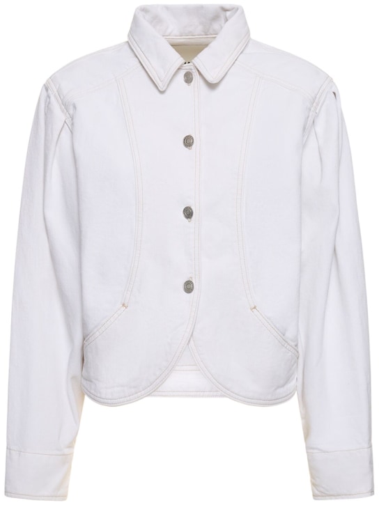 Isabel Marant: Valette puff sleeves cotton coat - Beyaz - women_0 | Luisa Via Roma