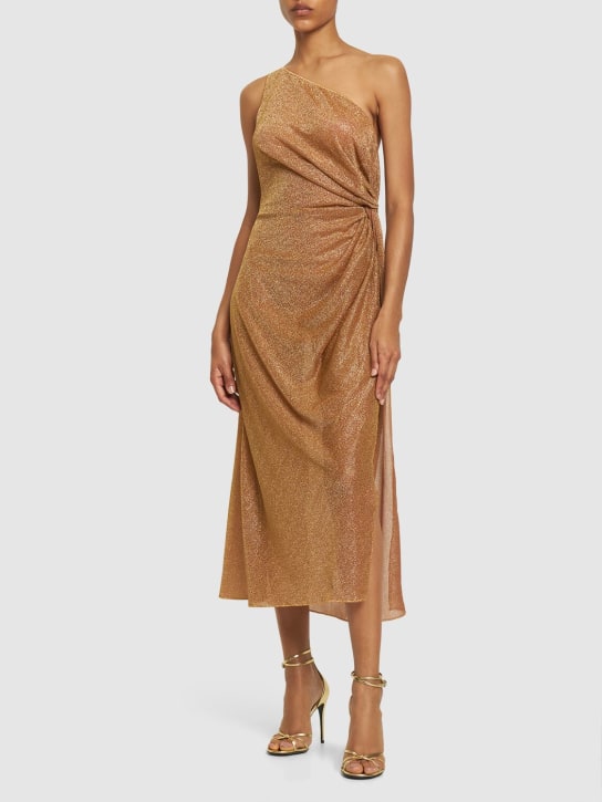 Oséree Swimwear: Langes Kleid aus Knotendetail Lurex „Lumière“ - Gold - women_1 | Luisa Via Roma