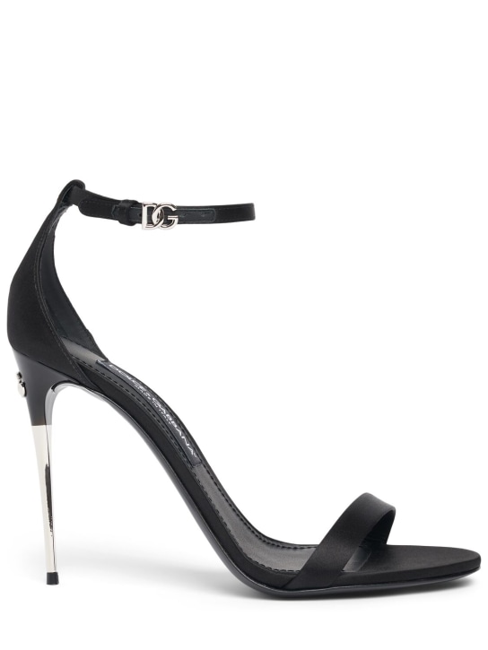 Dolce&Gabbana: 105mm Keira satin sandals - Siyah - women_0 | Luisa Via Roma