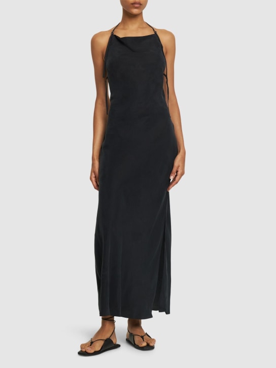 St. Agni: Lyocell halter dress - Black - women_1 | Luisa Via Roma