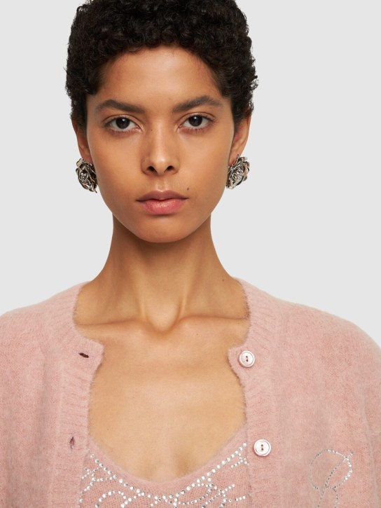 Blumarine: Rose stud earrings - Gümüş - women_1 | Luisa Via Roma
