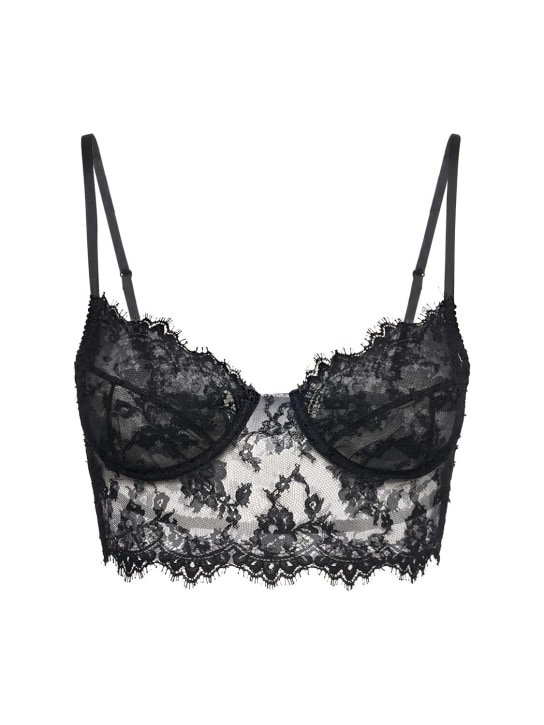 Dolce&Gabbana: 花朵蕾丝钢圈文胸 - 黑色 - women_0 | Luisa Via Roma