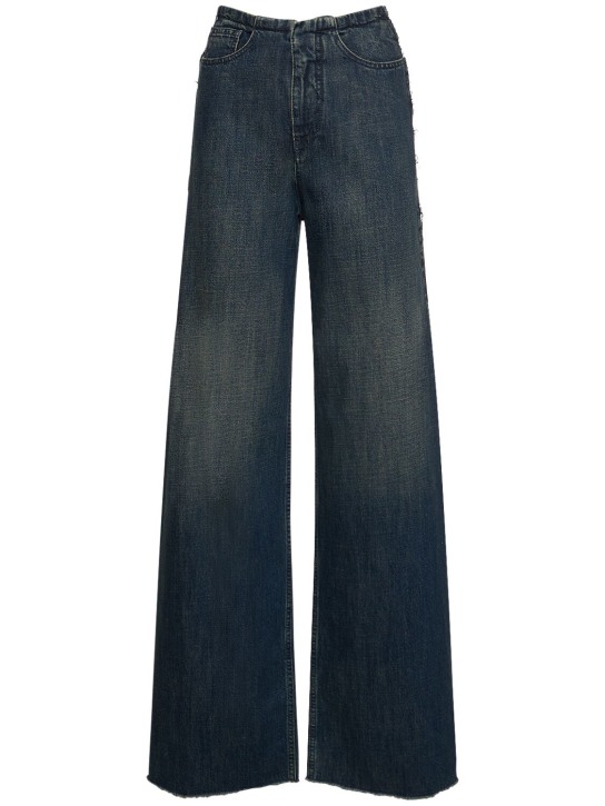 MM6 Maison Margiela: Hochtaillierte Jeans aus Baumwolldenim - Blau - women_0 | Luisa Via Roma