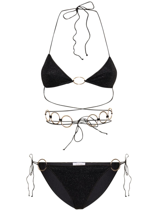 Oséree Swimwear: Microkini Ring金银丝比基尼套装 - 黑色 - women_0 | Luisa Via Roma