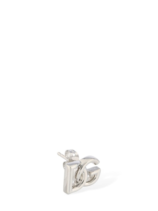 Dolce&Gabbana: DG mono stud earring - Silver - women_1 | Luisa Via Roma