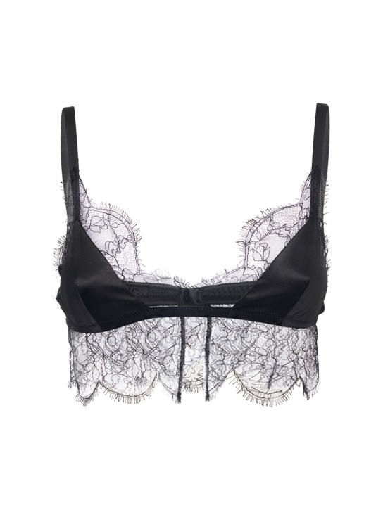 Dolce&Gabbana: Sostén triangular de satén de seda - Negro - women_0 | Luisa Via Roma