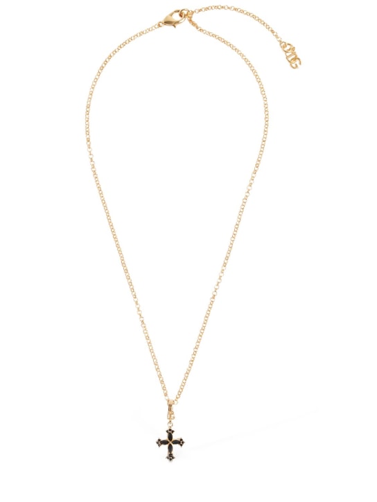Dolce&Gabbana: Plated cross pendant necklace - Gold - women_0 | Luisa Via Roma