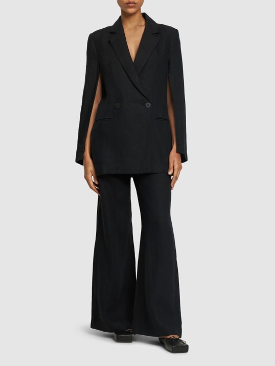 St. Agni: Slit sleeve linen blazer - Black - women_1 | Luisa Via Roma