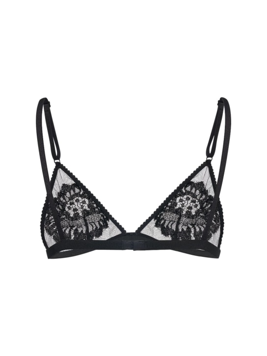 Dolce&Gabbana: Stretch tulle triangle bra - Black - women_4 | Luisa Via Roma