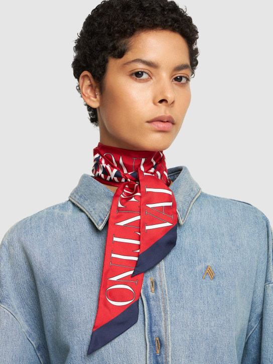 Valentino Garavani: Reversible Logo printed silk twill scarf - women_1 | Luisa Via Roma