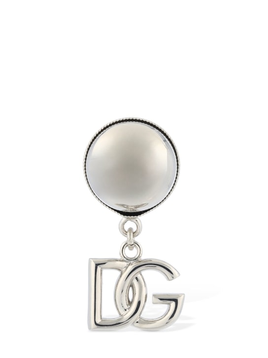 Dolce&Gabbana: DG mono drop earring - Silver - men_0 | Luisa Via Roma
