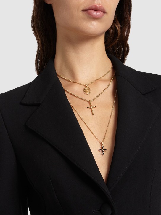 Dolce&Gabbana: Dreifach beschichtete Halskette mit Kreuzanhänger - Gold - women_1 | Luisa Via Roma